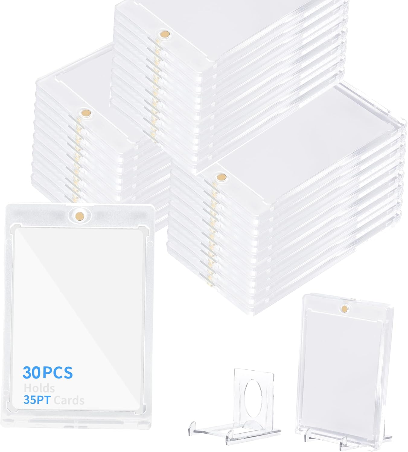 30+5 Magnetic Baseball Card Protector Display Stands, Hard Acrylic Cases, Fit Standard 35PT