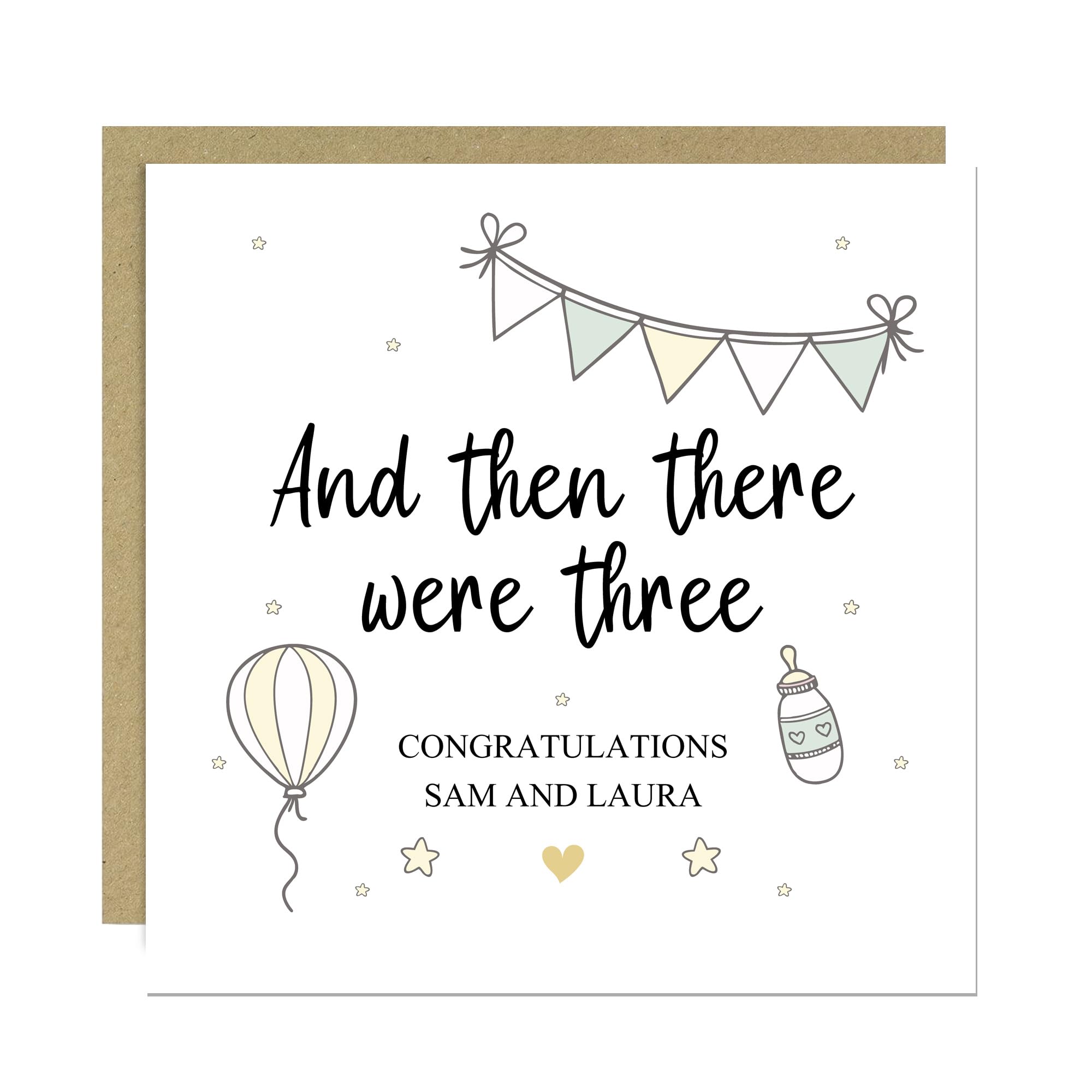 RED OCEAN Personalised Then There Were Three Congratulations Card For Parents To Be Card Mummy To Be Daddy With Envelope