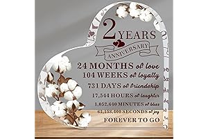 2nd Anniversary Decor for Him Her Cotton Flower Drawing Print Acrylic Gift