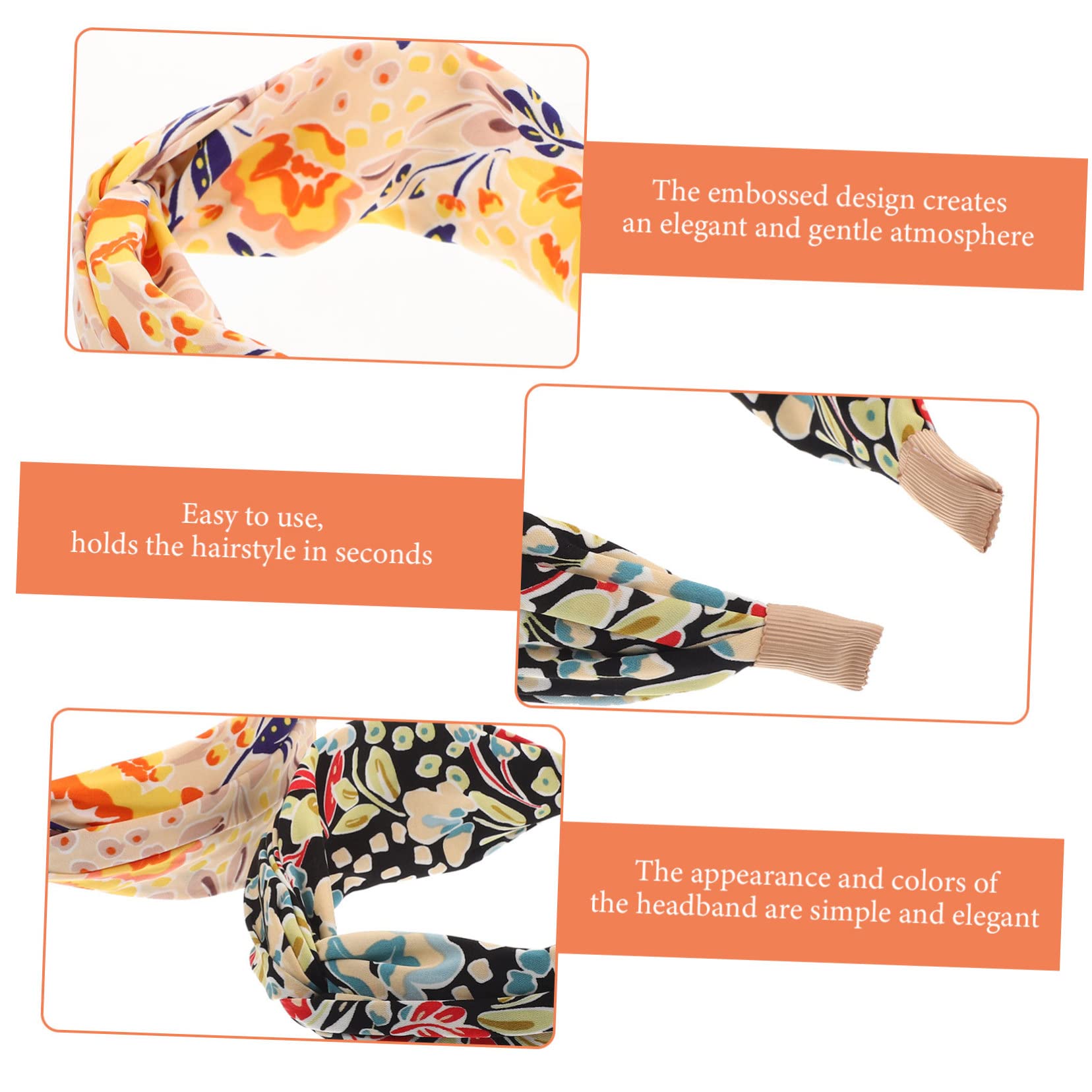 FRCOLOR Lot De 5 Bandeaux Élégants Pour Femmes Accessoires Pour Cheveux En Mousseline De Soie Croix Délicate Bandes Décoratives 2 Pièces X 5