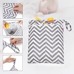Damero Breast Pump Parts Bag, 2Pack Wet Bag for Breast Pump Parts Storage with Waterproof Mat, Gray Chevron