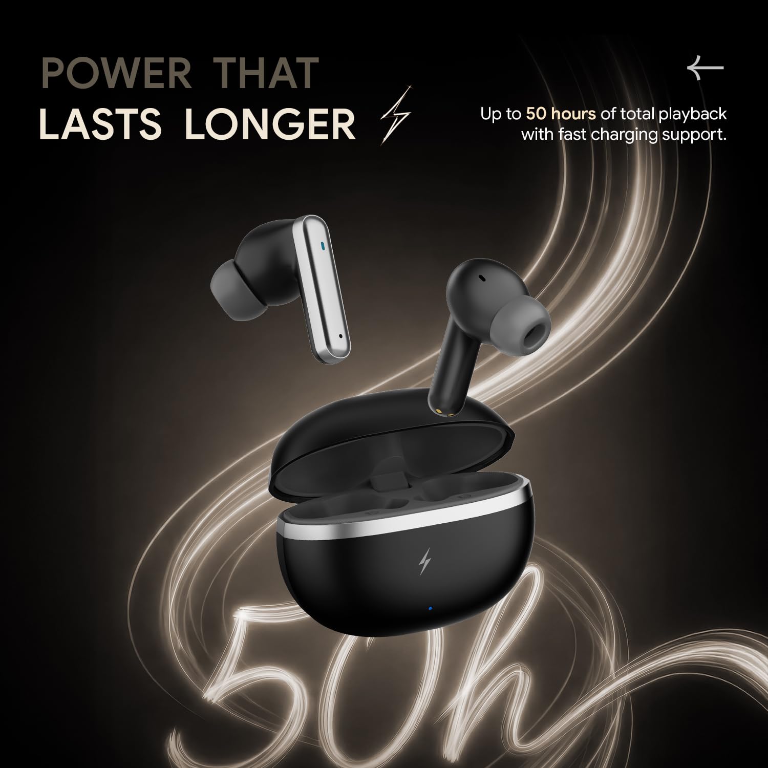 Fire-Boltt Newly Launched Aero Luxe TWS Earbuds with Custom EQ, Bluetooth 5.4 Wireless Earphones, 50H Playtime, Fast Charging Case, 50ms Low-Latency Gaming & Touch Controls Midnight Black — Amazon image 6
