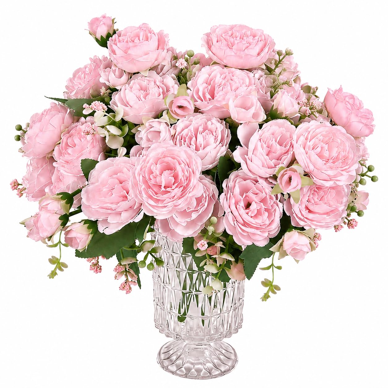 Premora Pink 4 Bunches Peony Artificial Flowers Silk Peony Fake Flowers Bouquets For Wedding Party Table Centerpieces Floral Arrangement Home Kitchen Décor