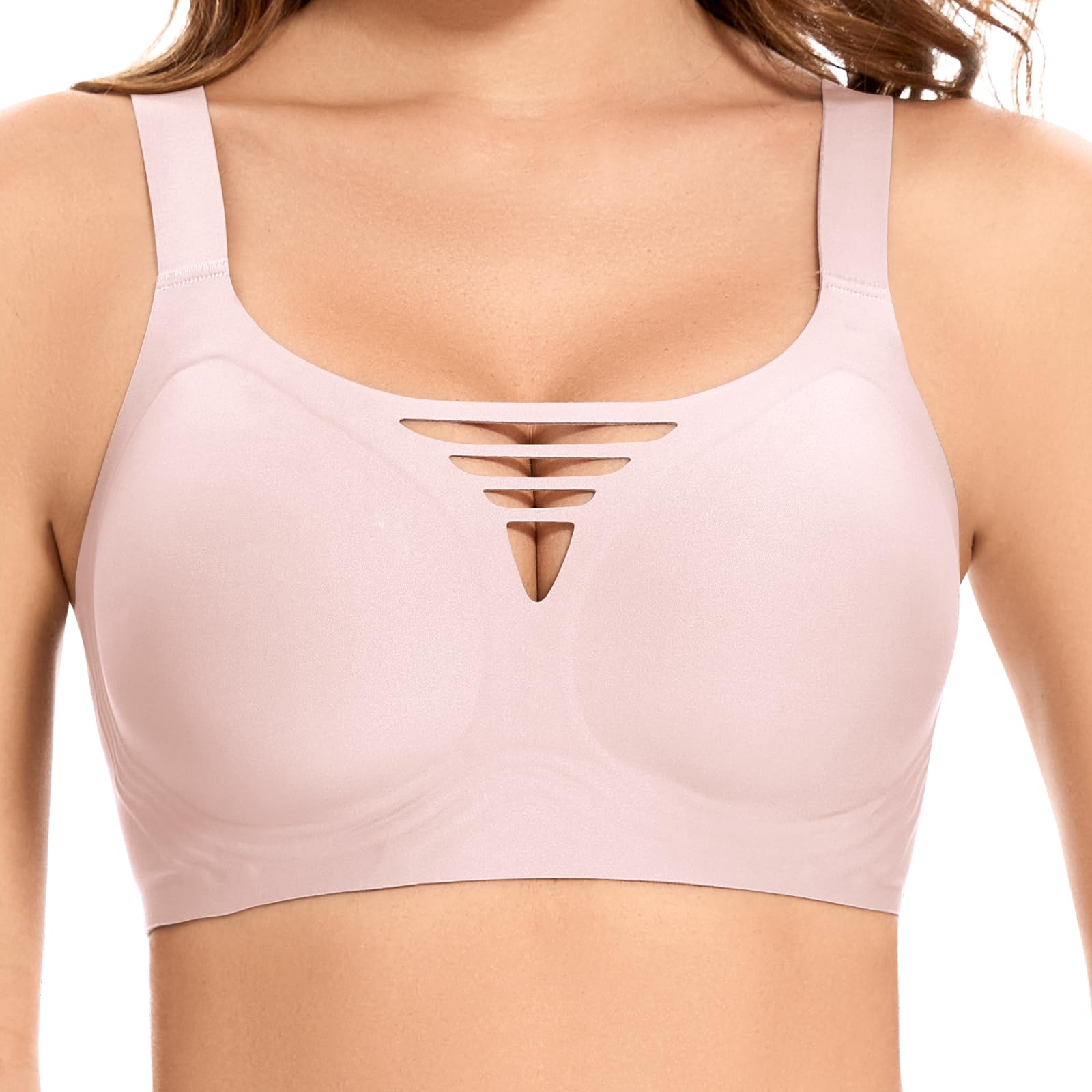Jiuday Jelly BH Damen ohne Bügel Große Brüste Starker Halt Komfort Vollschalen Bustier T Shirt Soft Push Up Bra Gepolstert Nahtloser Bralette mit Extender