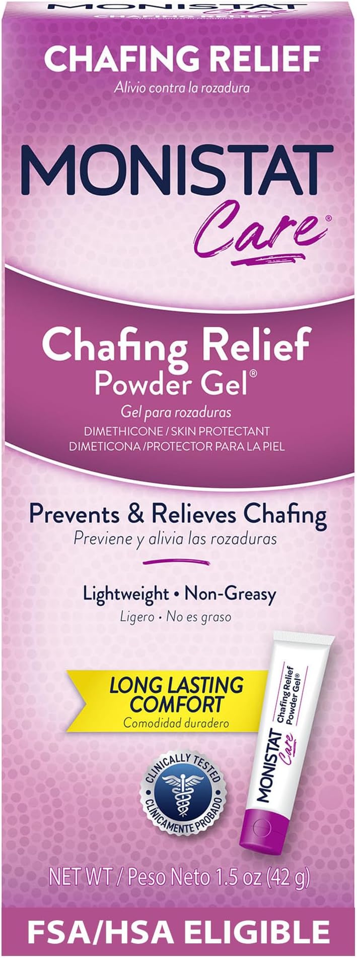 Chafing Relief Powder Gel, Long-Lasting Anti-Chafing Protection for Bikini Area, Thighs and Bra Lines, 1.5 Oz
