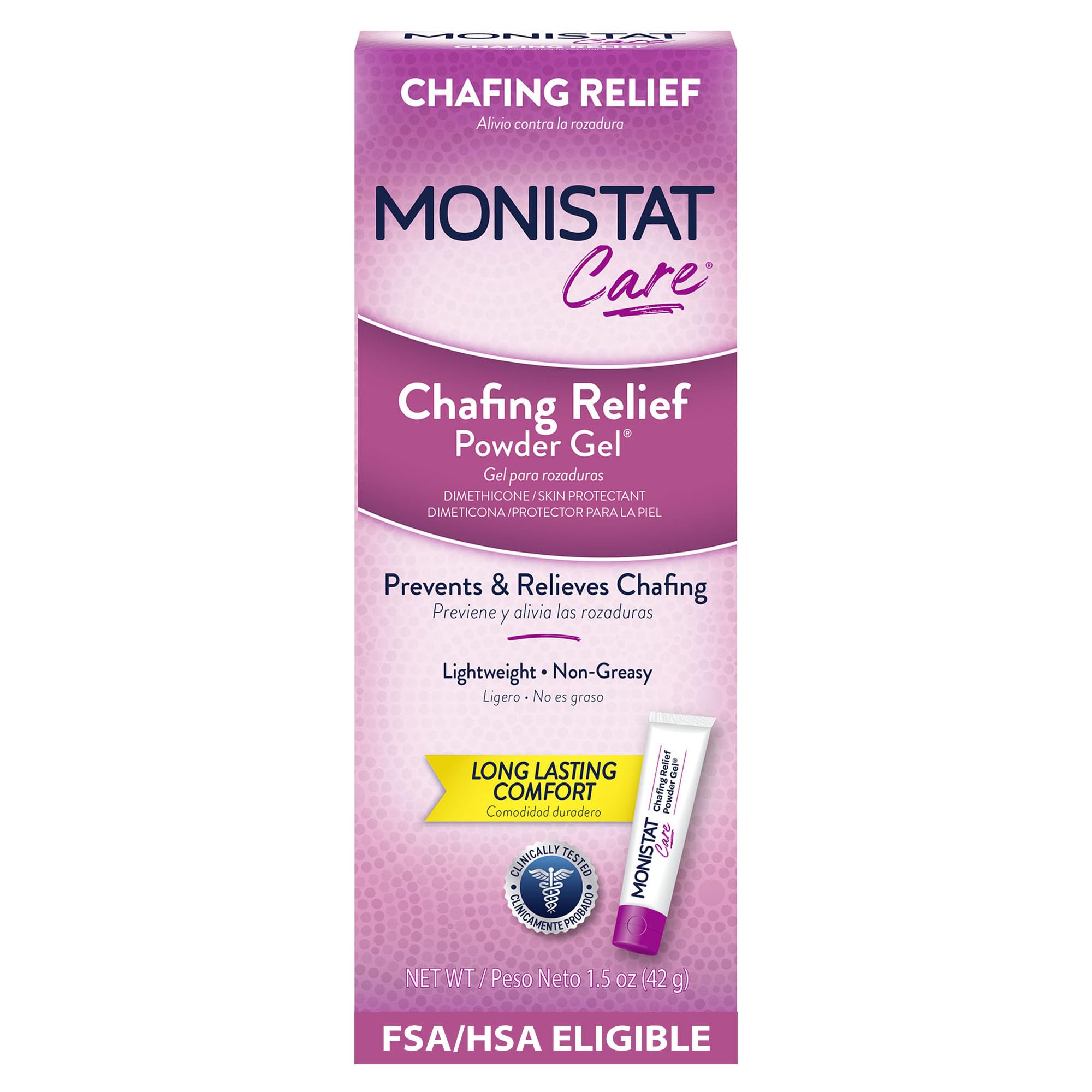 Monistat Chafing Relief Powder Gel, Anti-Chafe Protection, Fragrance Free Chafing Gel, 1.5 Oz, 1 Pack