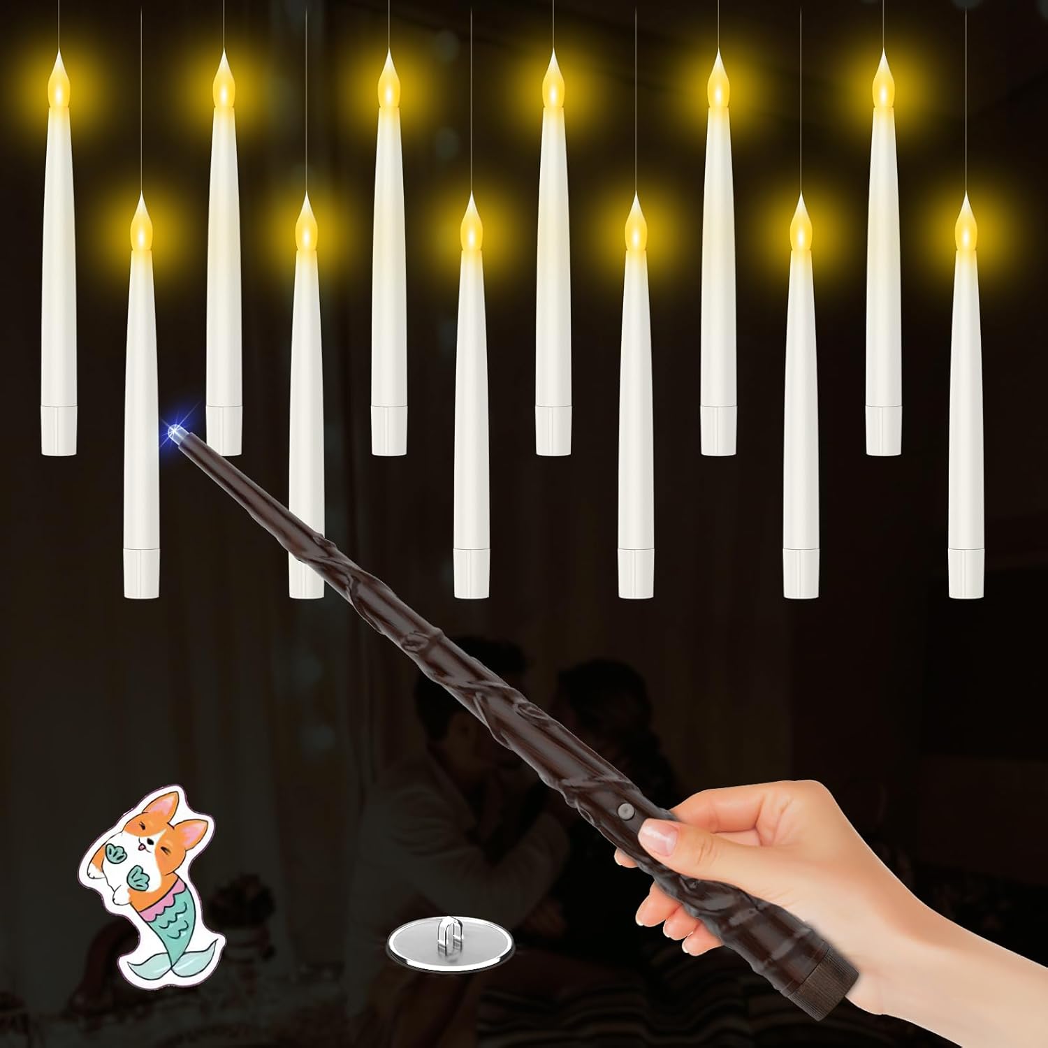 Floating Candles with Wand 12 PCS Flameless Flickering