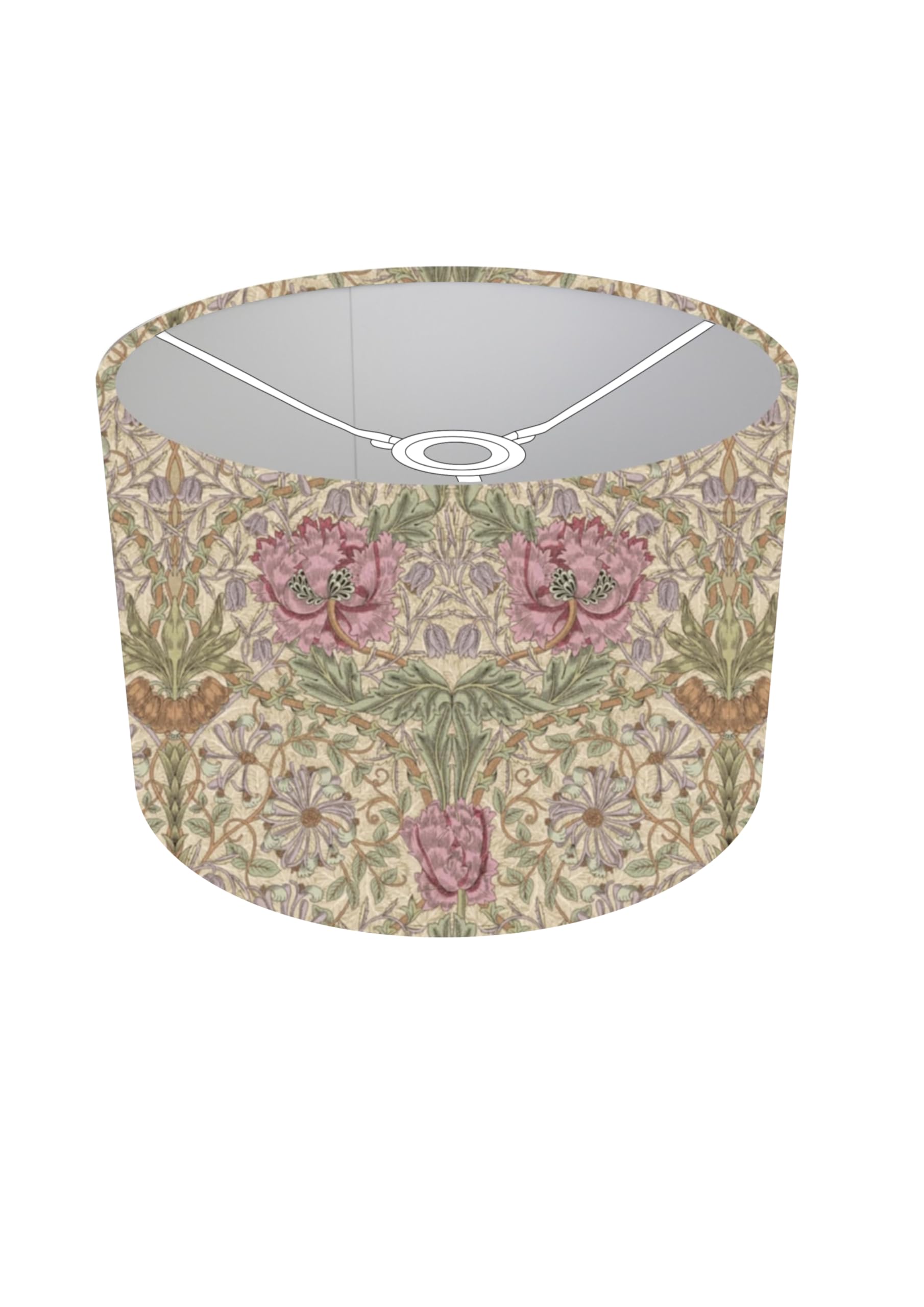 Kushade Pink, Purple And Green 30Cm (Diameter 12" X Height 8") William Morris Honeysuckle Rose Ceiling Lamp Shade