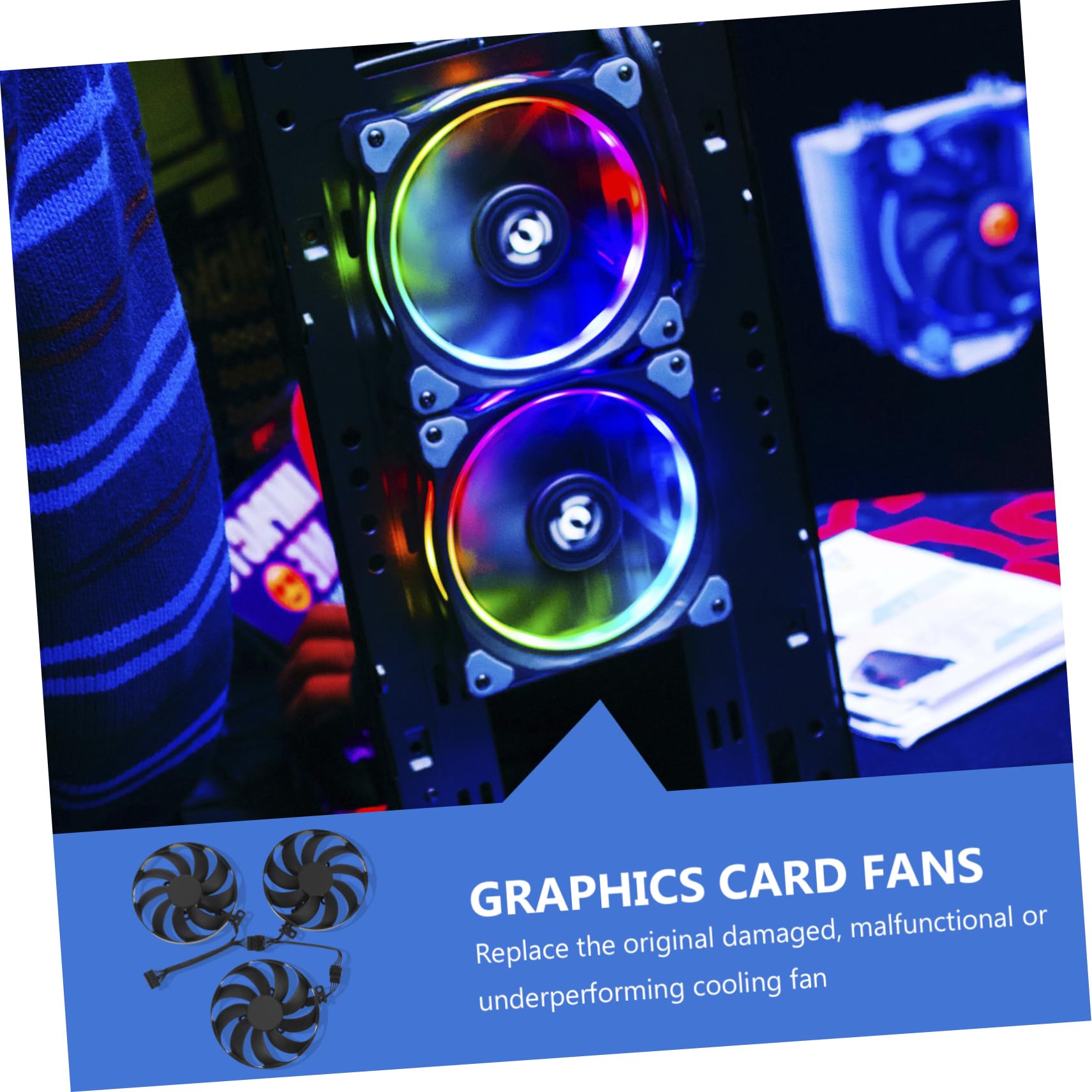 SHINEOFI 2 Juegos Ventilador GPU Compatible con Cfud Refrigeración de Tarjeta Gráfica Eficiencia Enfriamiento y Prevención de Sobrecalentamiento Ti Tuf Oc
