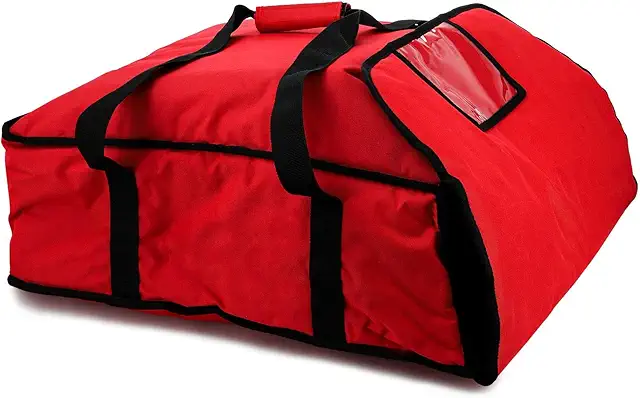 DEAYOU Insulated Pizza Bag - Professional Thermal Food Delivery Carrier, Red