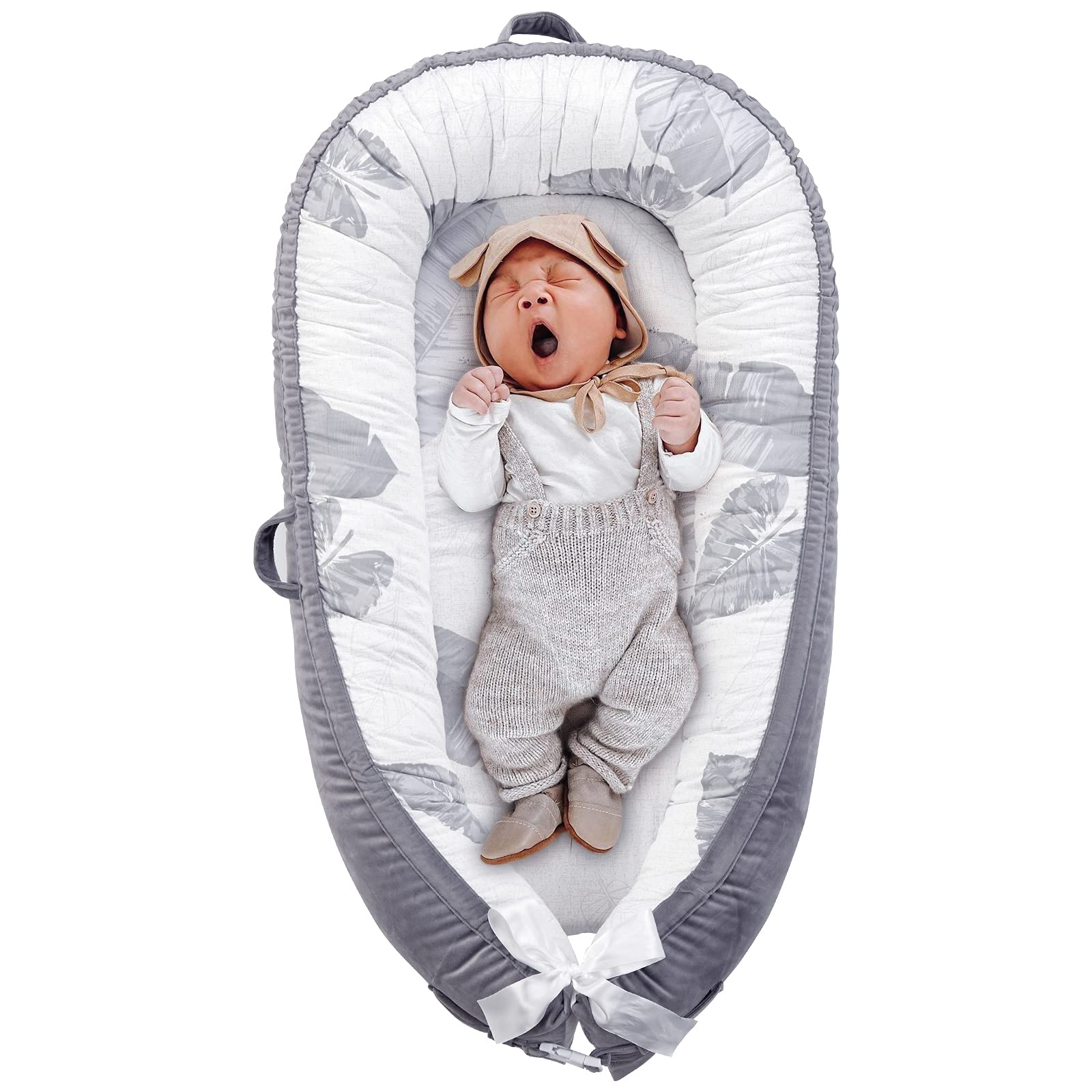 Baby Lounger Cover Portable Newborn Lounger Seat Cover, Reversible Infant Nest, Durable and Machine Washable, Adjustable Lounger for Babies(Pink Flower)