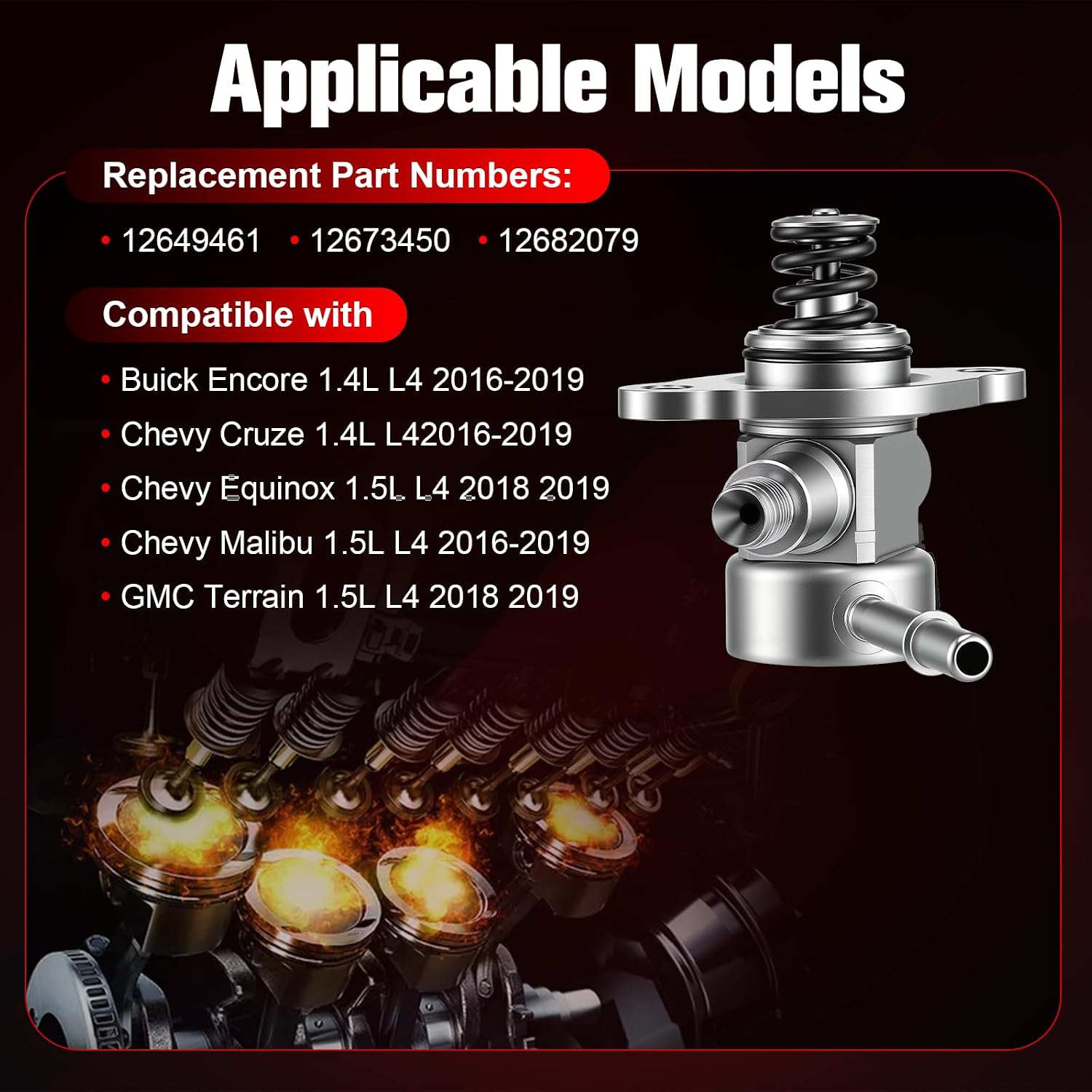 12682079 High Pressure Fuel Pump Compatible with Chevrolet Cruze Malibu Equinox & Trax, For Buick Encore 2016-2022 For GMC Terrain 2018-2022 Replaces #12649461 12673450 HM10115 GDP114