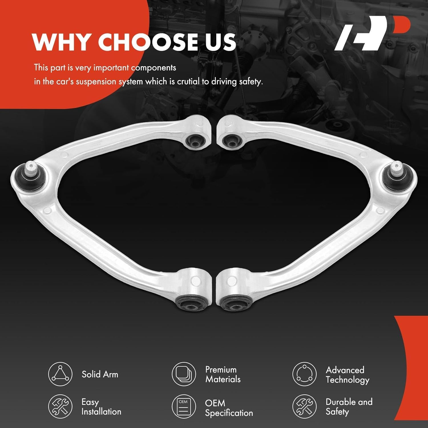 A-Premium 2 x Front Upper Control Arm, with Ball Joint & Bushing, Compatible with Infiniti M35h 2012-2013, M37 2011-2013, M56 2011-2013, Q70 2014-2019, Q70L 2015-2019