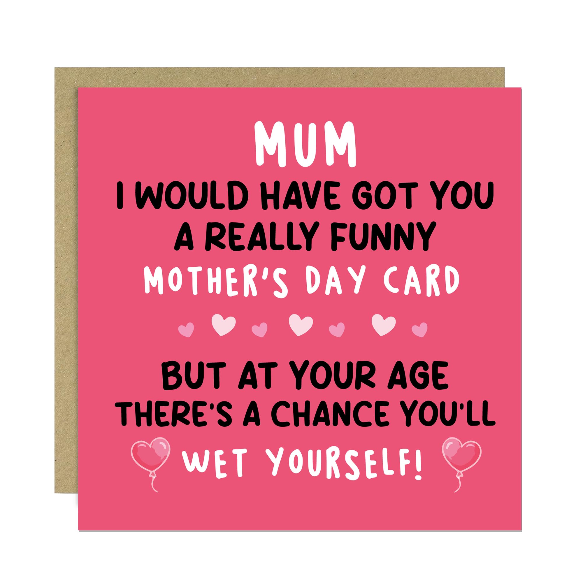 RED OCEAN Rude Mothers Day Card, Funny Card For Mum On Mothers Day With Kraft Envelope, Hilarious Mum Cards From Daughter Son, Thank You Card For Mum