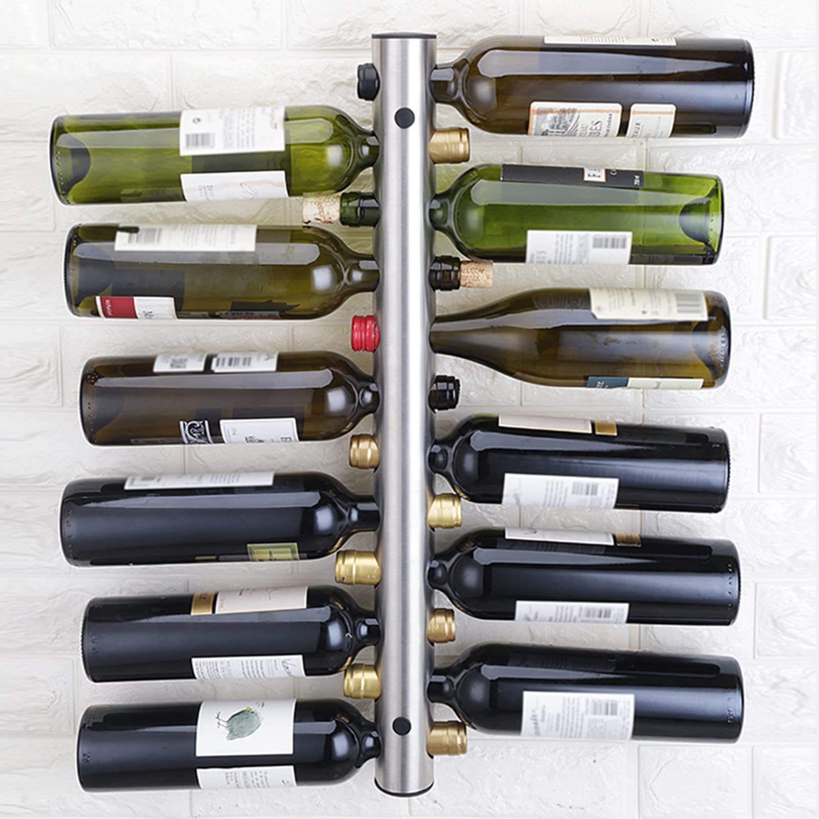 Portavino a Parete, portavino in Acciaio Inox 12 Fori, a Parete, Cucina, Bar Famiglia, portavino, gestore Display 62cm