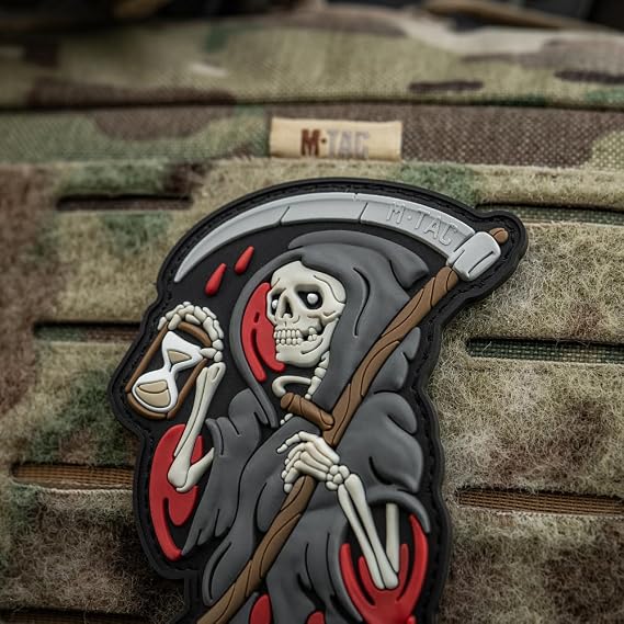 M-Tac Morale Patch 3D PVC with Hook and Loop - Patches for Backpacks, Hats - Military & Tactical Patches for Bags, Vest - Funny Army Patches (Time Black)