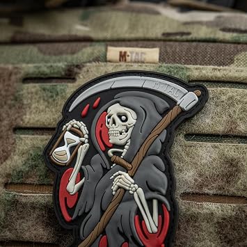 M-Tac Morale Patch 3D PVC with Hook and Loop - Patches for Backpacks, Hats - Military & Tactical Patches for Bags, Vest - Funny Army Patches (Time Black)