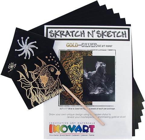 INOVART 1108 Kazıma Kağıdı, 21,5 cm x 27,9 cm, Çok Renkli