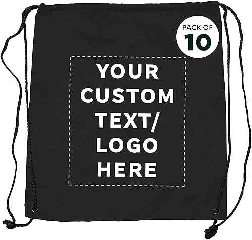 DISCOUNT PROMOS Bolsas clásicas con cordón de poliéster, paquete a granel, Negro -, 14"x16.5"