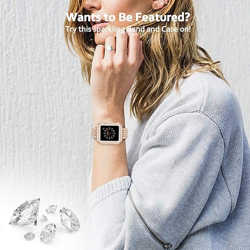 Miniatura 2 de Beuxece Bling Band - Compatible con Apple Watch con funda 1.491.571.651.73pulgadas iWatch Series 54321, joyería de metal con diamantes de imitación,