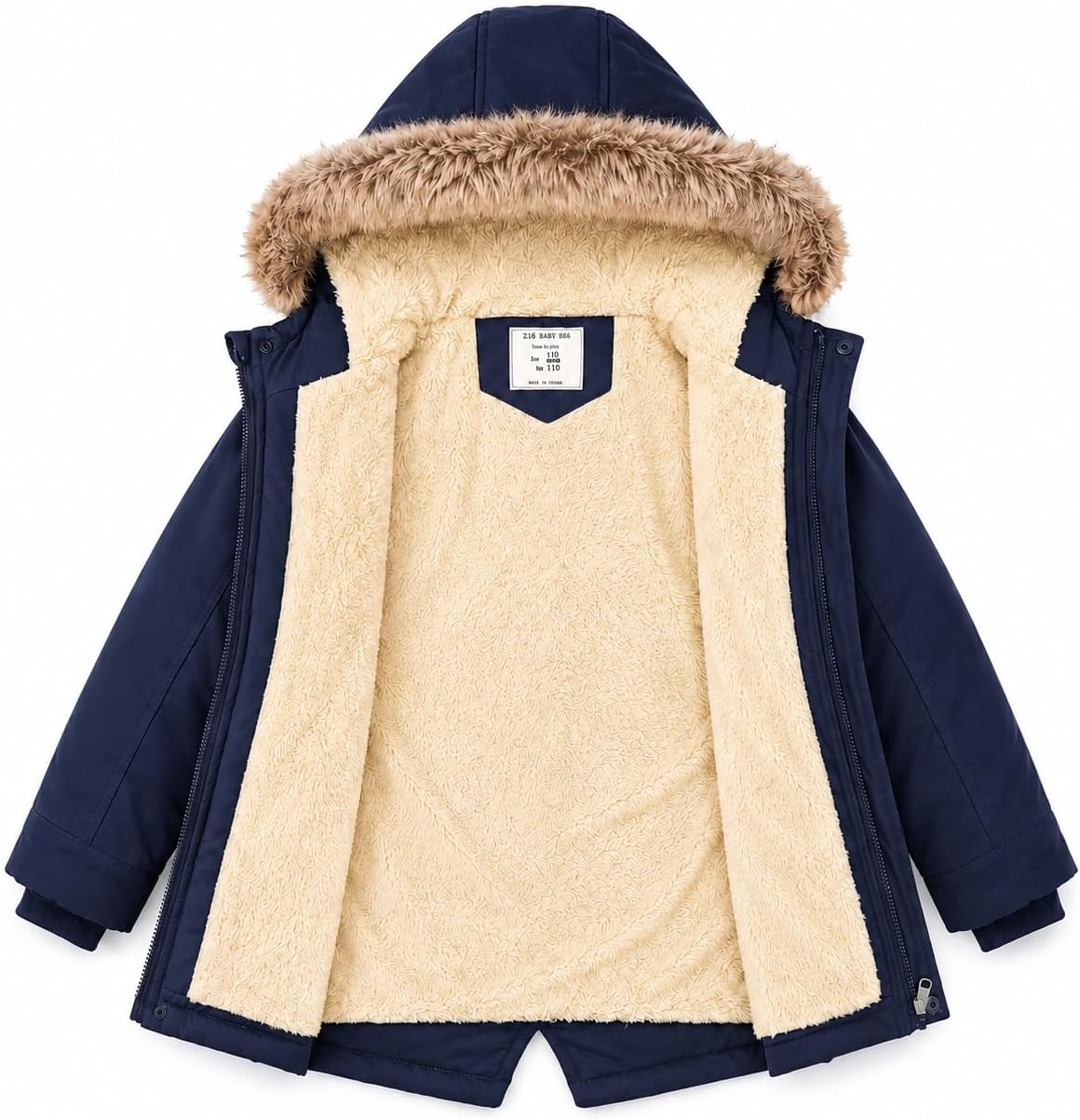 Kids Winter Jacket Puffer Coats Fleece Parka Boys Girls Outerwear