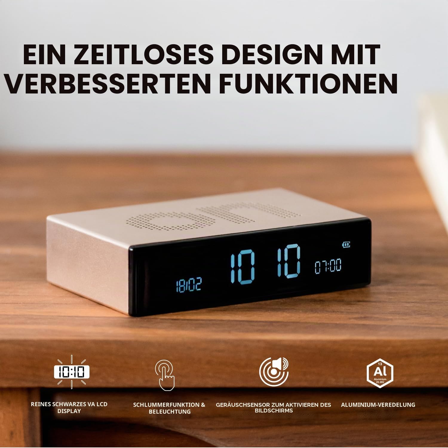 Lexon FLIP Premium LCD-Wecker (Hellblau)
