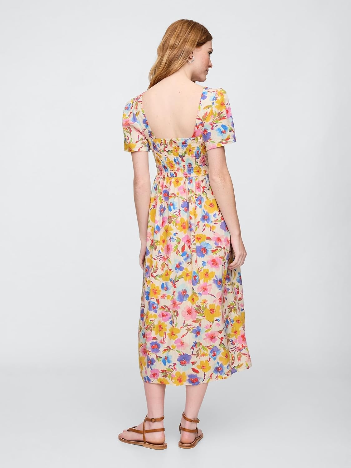 GAP Womens Smocked Midi Dress Sp Multi Floral XS - Image 2