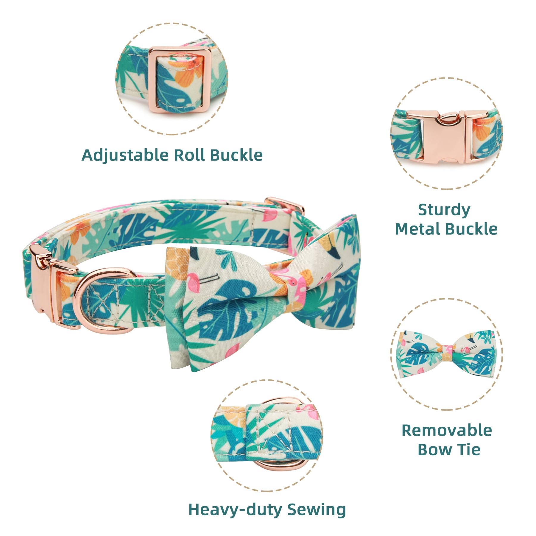 Verstellbares Hundehalsband mit Fliege und niedlichem Muster, für Frühling und Sommer, weiches Haustierhalsband für kleine, mittelgroße und große Hunde