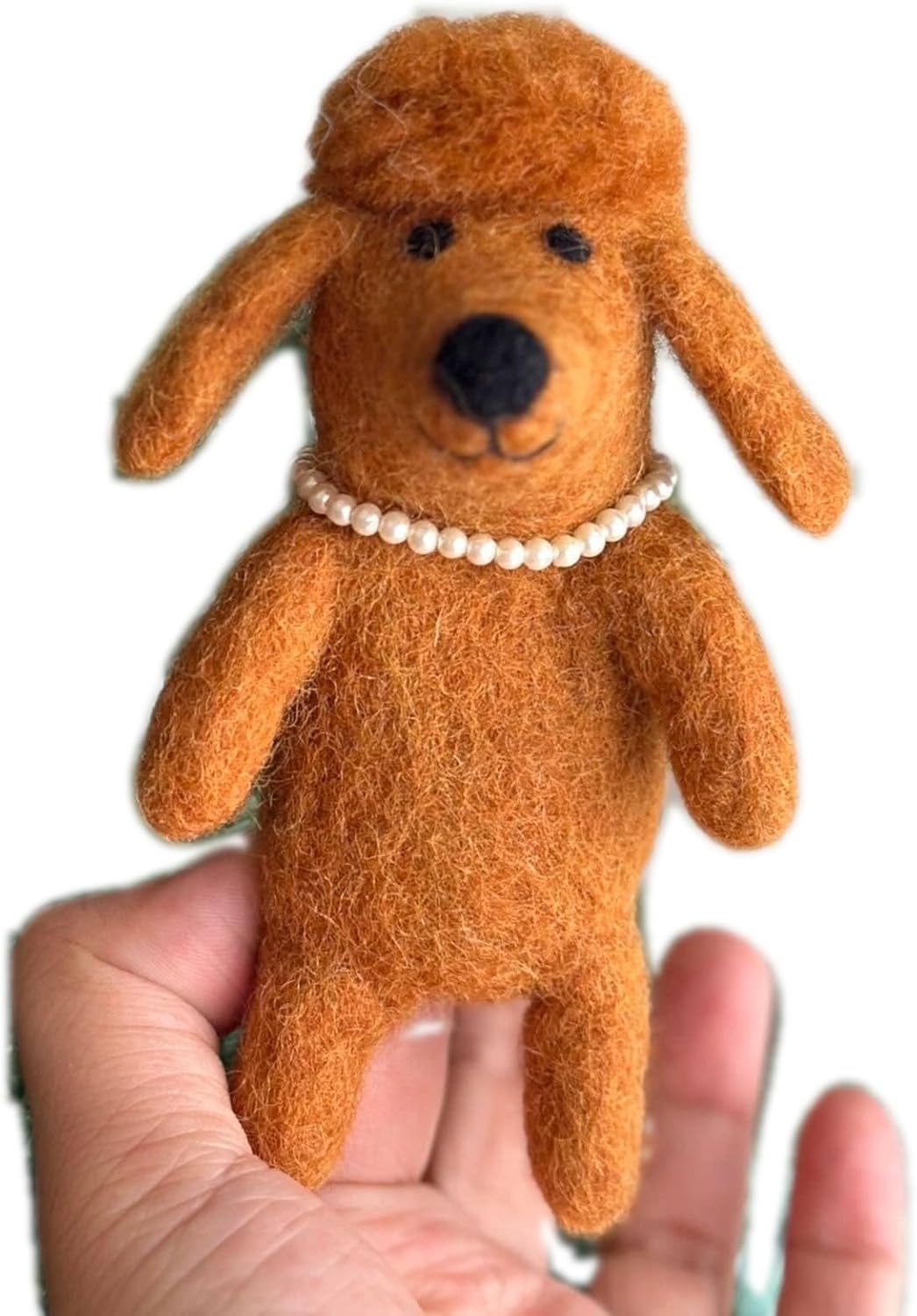 Handmade Poodle Dog Finger Puppets, Poodle Finger Dolls, Dog Finger Puppets, Wool Felt Poodle Finger Puppet, Fair-Trade Puppets for Storytelling, Kids Educational Toy, Unique Gift for Children (Brown)
