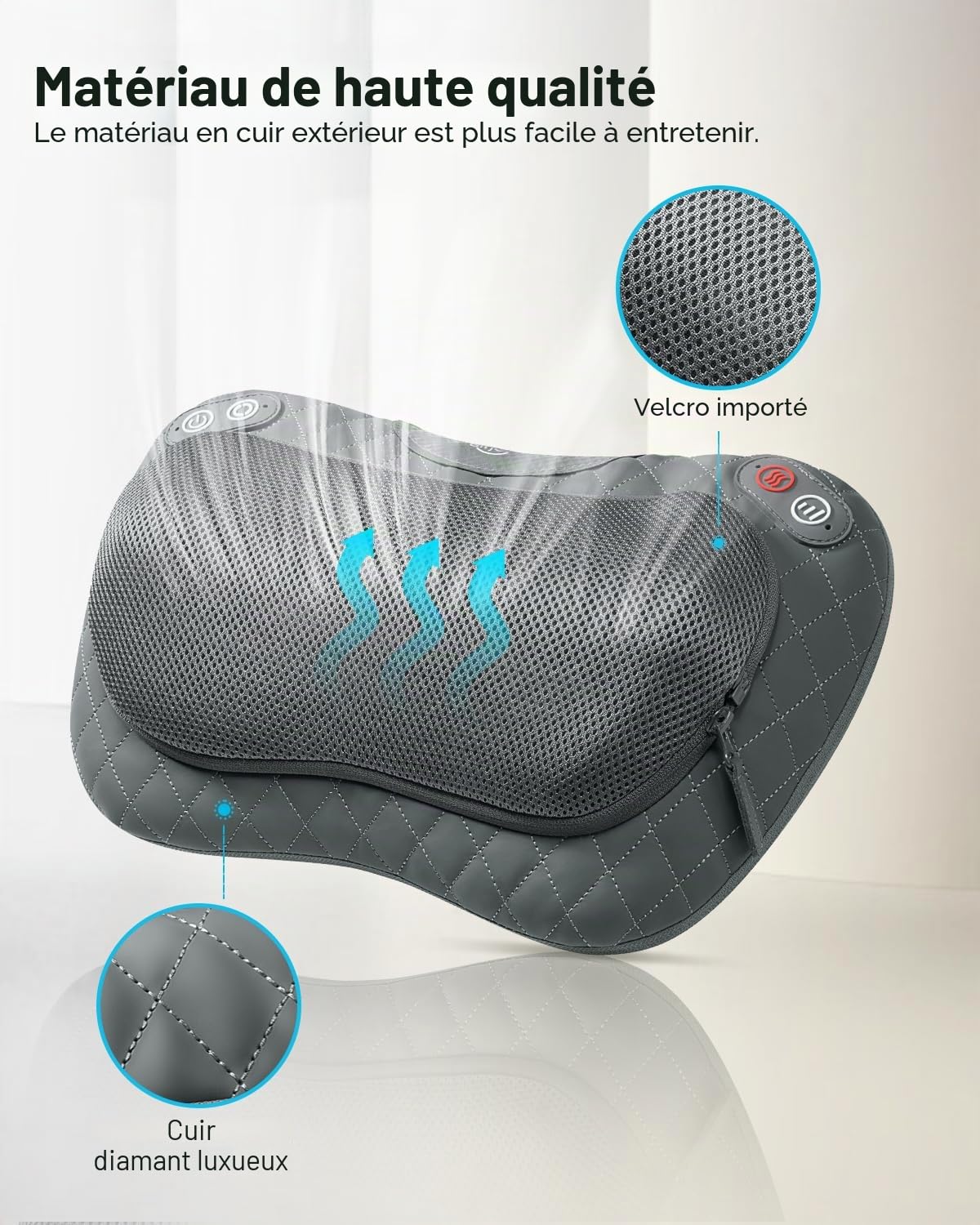 ALLJOY Coussin Massant Chauffrant, Massage Dos Shiatsu avec 4 Nœuds, Appareil de Massage pour Nuque, Cou, Cervical, 3 Vitesses Réglable, Housse Amovible, Cadeau pour Femme, Homme