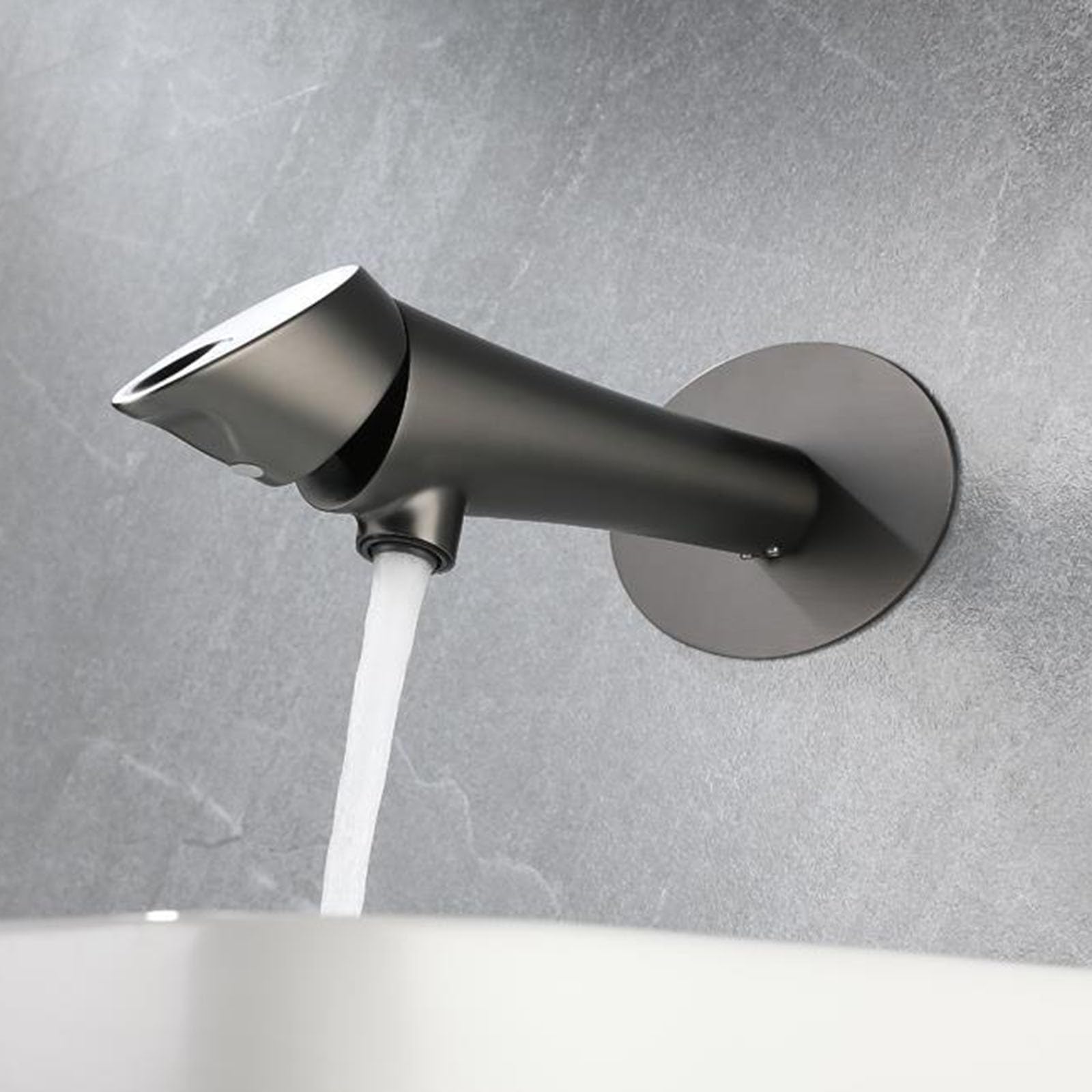 Grifo de Lavabo Empotrado Monomando Grifo Baño Pared de Laton agua Caliente y Fria Gris Pistola