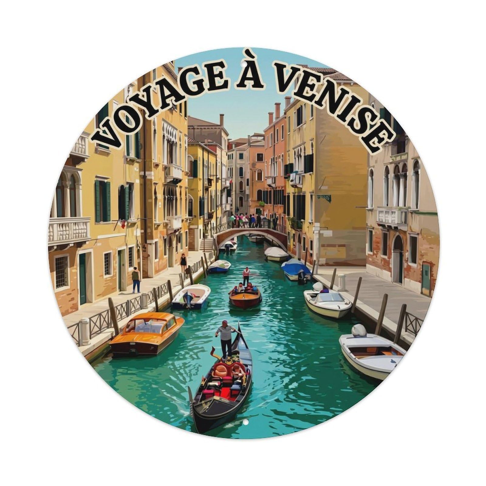 Vintage Travel Italian Canal Historic Metal Tin Sign Plaque