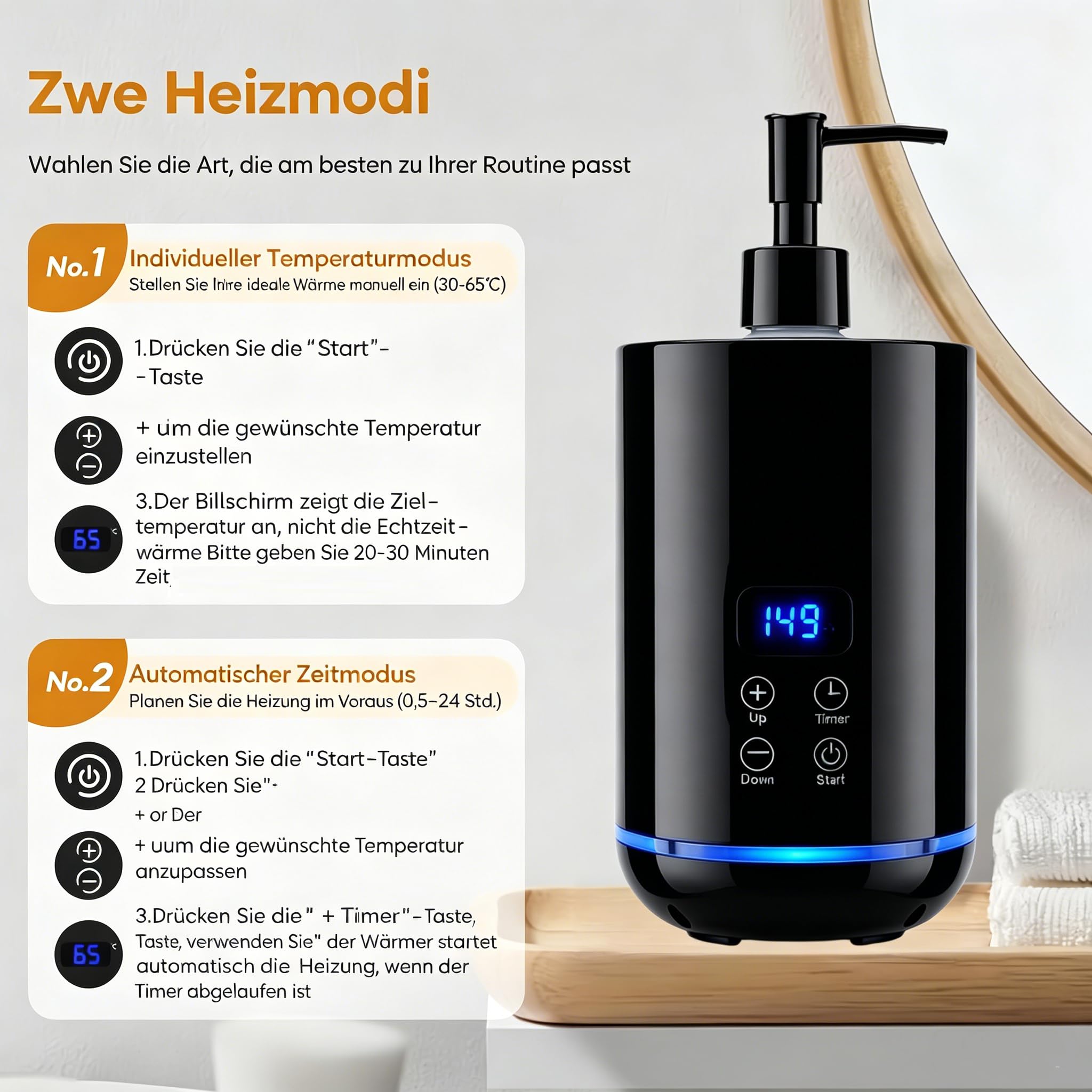 Professioneller Massageöl Wärmer, Massageölwärmer mit Zwei Ölflaschenspender Lotion Wärmer LCD Anzeige Flaschenwärmer Heizung für Spa Salon Haushalt Massageöl Flaschenwärmer