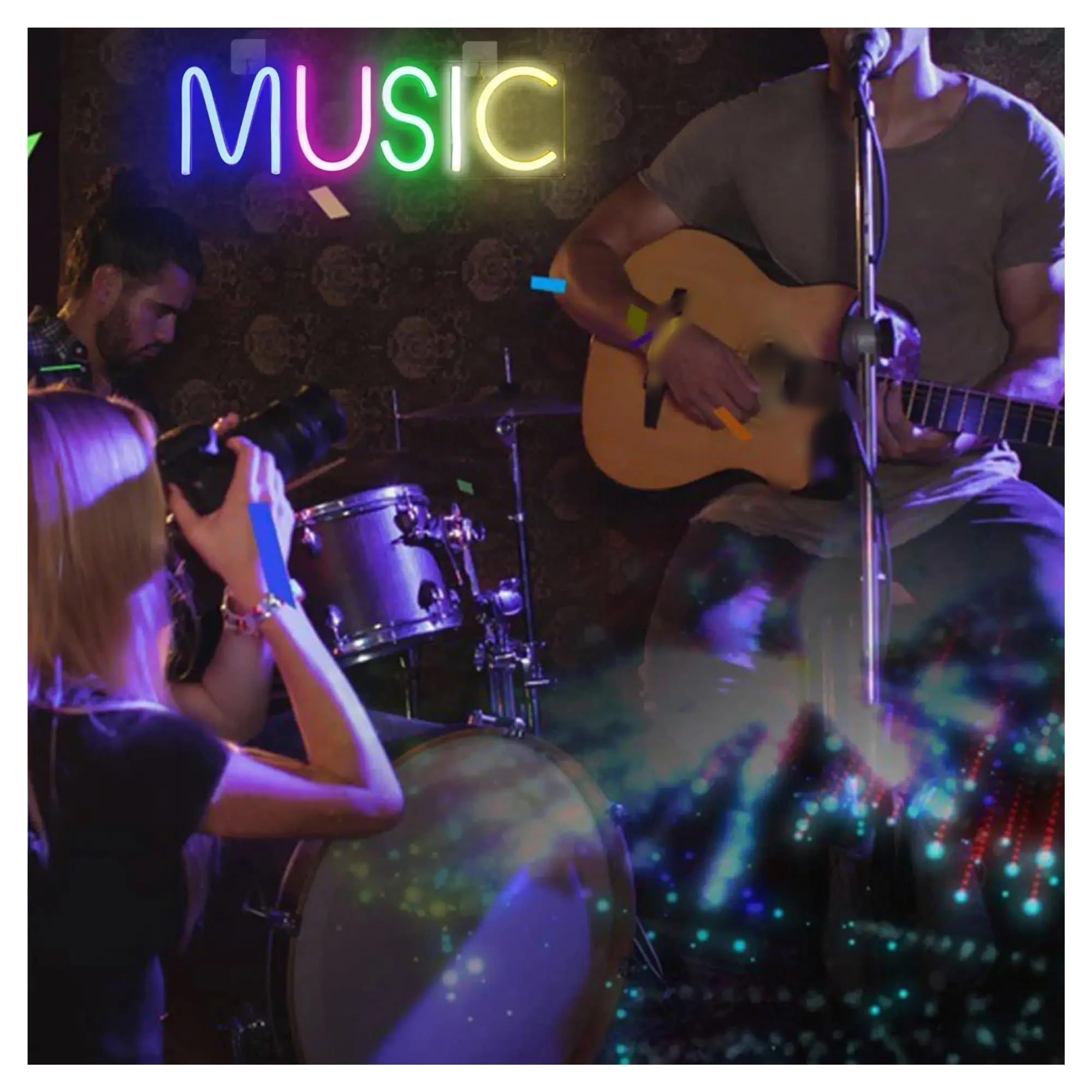 cartelli al neon personalizzati MUSIC Neon Signs Per Decorazioni Da Parete, Luce LED USB Per Musica Dal Vivo, Bar, Pub, Decorazioni Per La Stanza MUSIC Lover Dance 12cmx40cm