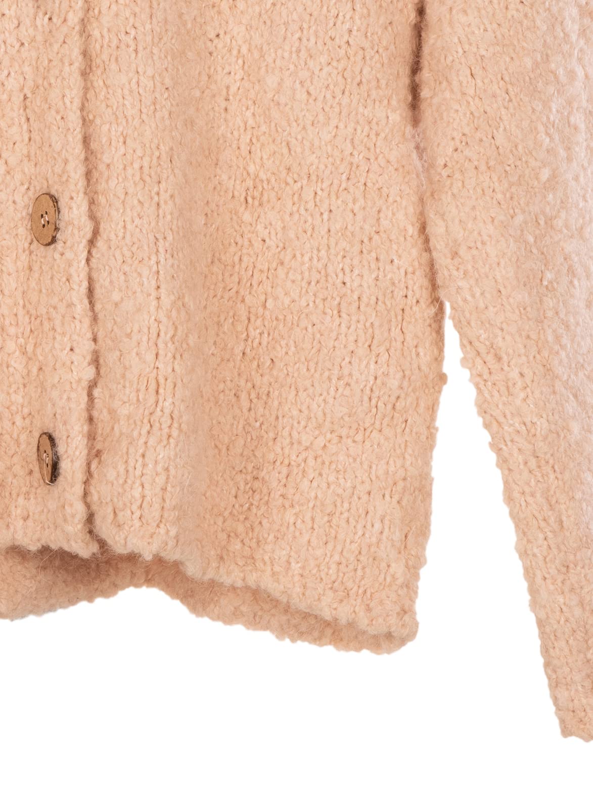 styleBREAKER Chaqueta de Punto Boucle para Mujer con Botones en la Parte Delantera, Color sólido, Chaqueta de Punto Bouclé, Talla única 08010081