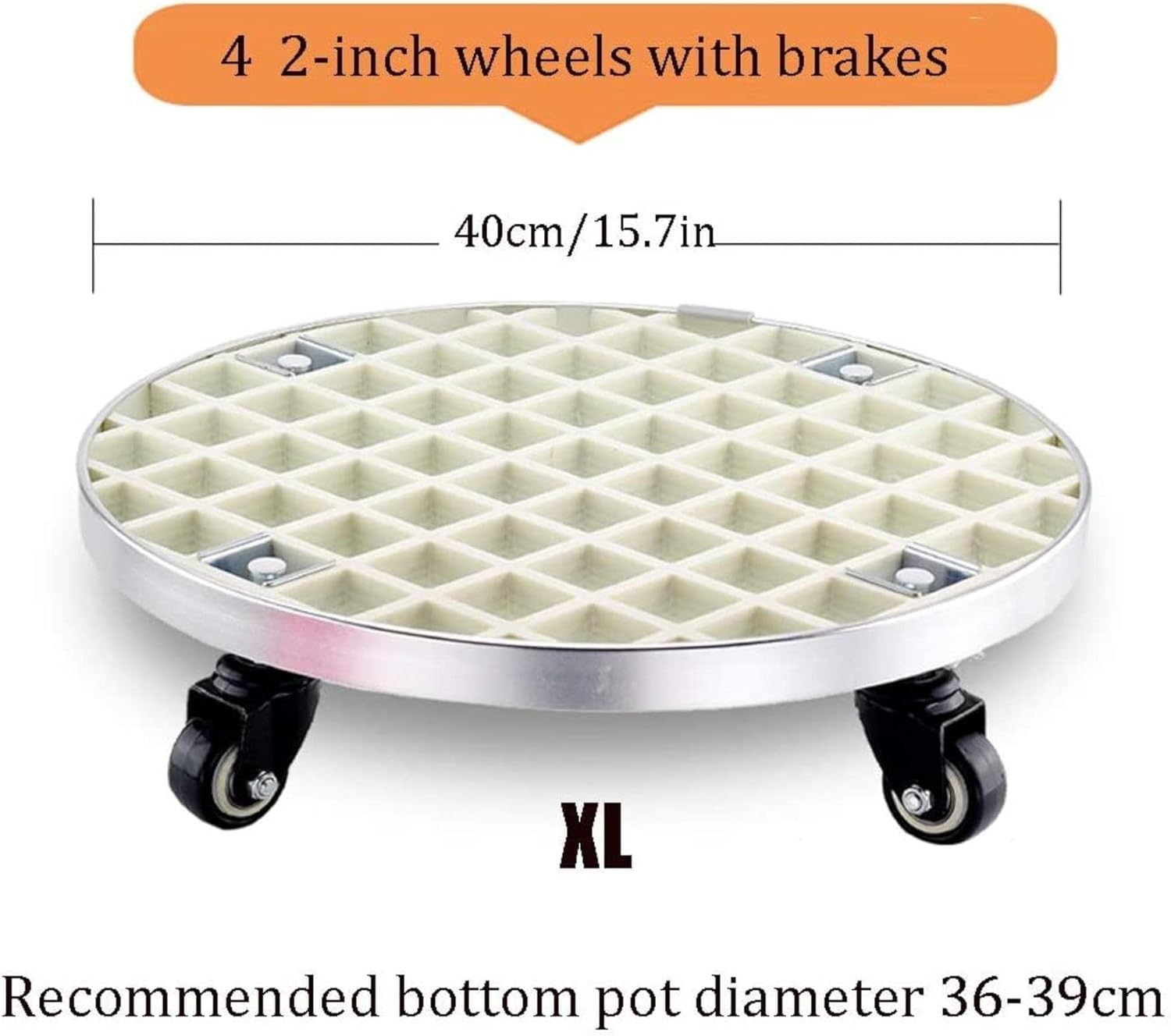 Plant Caddy with Lockable Pu Wheel,Round Heavy Duty Plant Stand,Rolling Caddy Outdoor Planter Plant Stand Indoor Flowerpot Plant Trolley Casters Rolling Tray