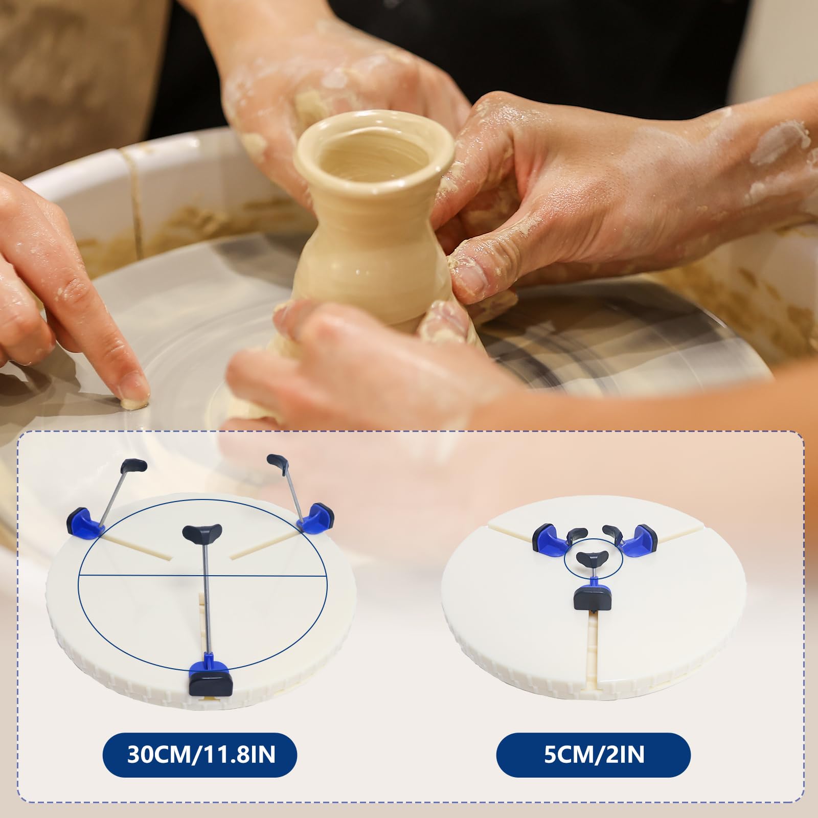 Pottery Machine Turntable Clamp Pottery, Ceramic Pottery Trimming Spinner Repair Tool for Ceramic Beginners and Professionals, Clamp Repair Tools, 2”-12”Adjustable, DIY Ceramic Pottery Turntable