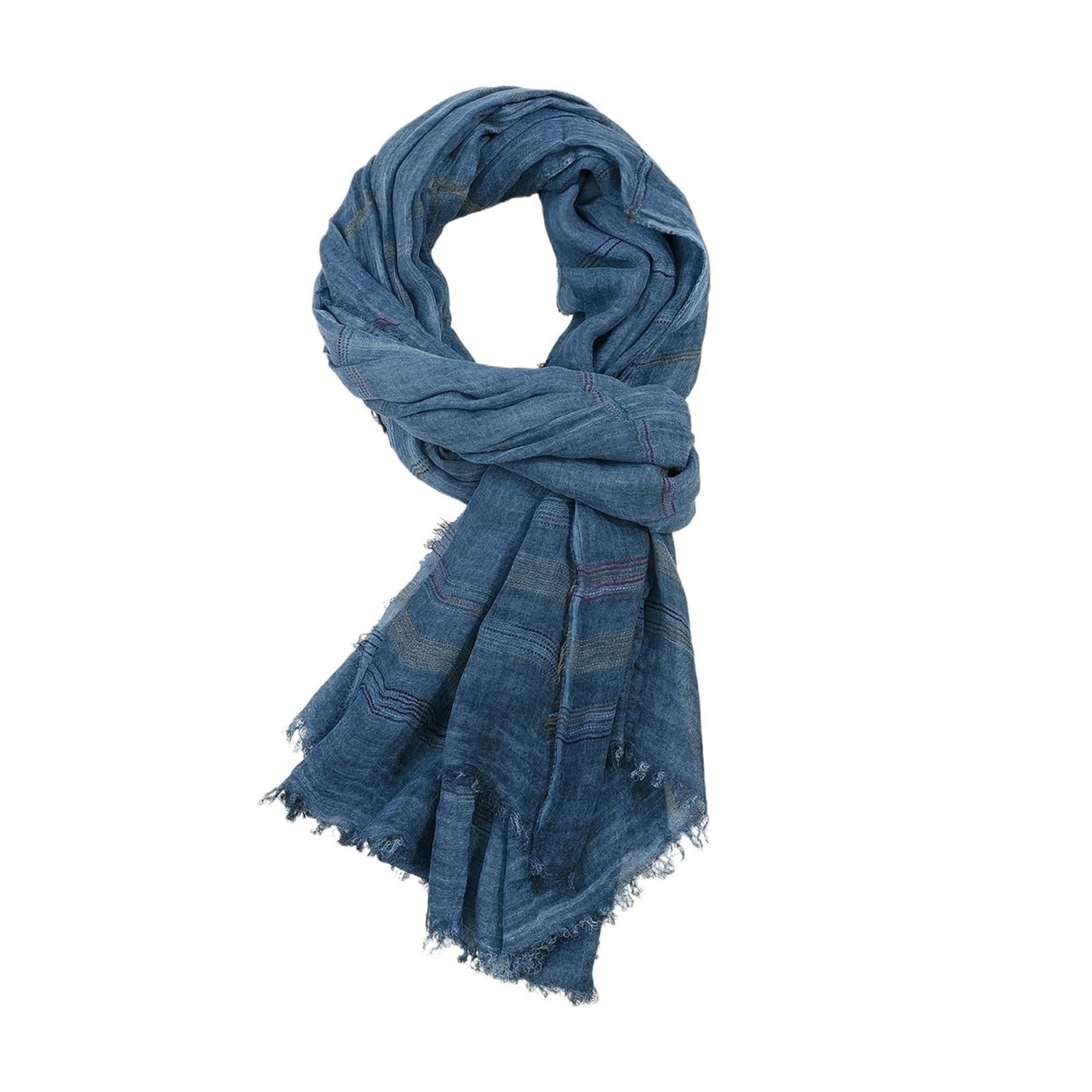 Bufanda de Rayas teñidas en Hilo for Hombre Bufanda de algodón y Lino de Color Liso for Hombre for Invierno Bufandas largas de Lana para Invierno(Blue)
