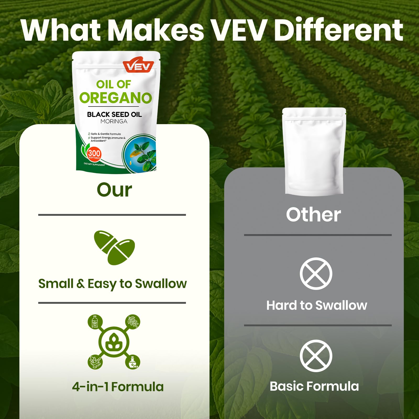 VEV Oil of Oregano with Black Seed Oil & Moringa, Organic, 300 Softgels — Amazon image 5