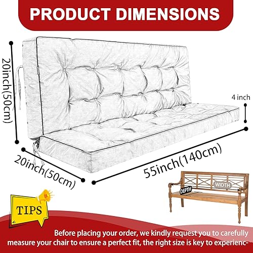 Miniatura 6 de Zacammy Cojines de asiento de repuesto para columpio cojín resistente al agua con respaldo relleno grueso cojines copetudos para muebles de jardín