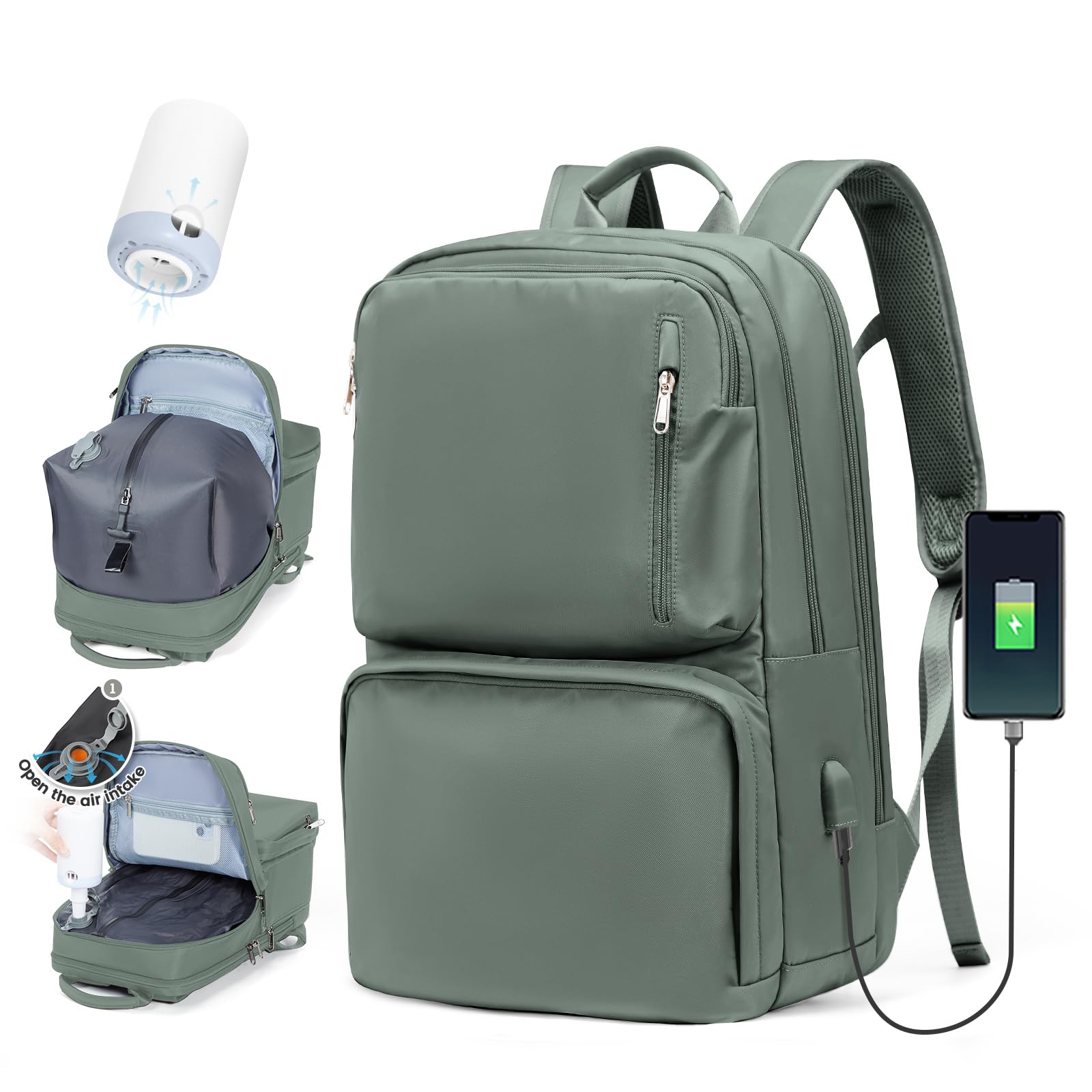 SZLX Zaino Ryanair 40x30x20 Sottovuoto con Pompa Zaino Ryanair 40x20x25 Donna Zaino da Viaggio Wizzair Bagaglio a Mano Uomo per Laptop da 14 Pollici Borse da Cabina 45x36x20 Easyjet con Porta Scarpe