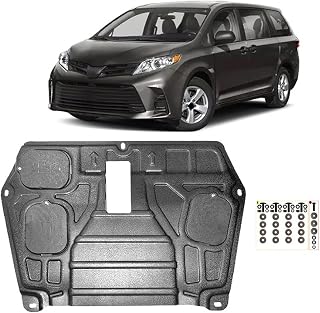 Compatible with Toyota Sienna 2011-2020 3.5L 2.7L Black Under Engine Guard Plate Splash Shield Mud Compatible with Fender Cover Mudguard Protector(2.7L)