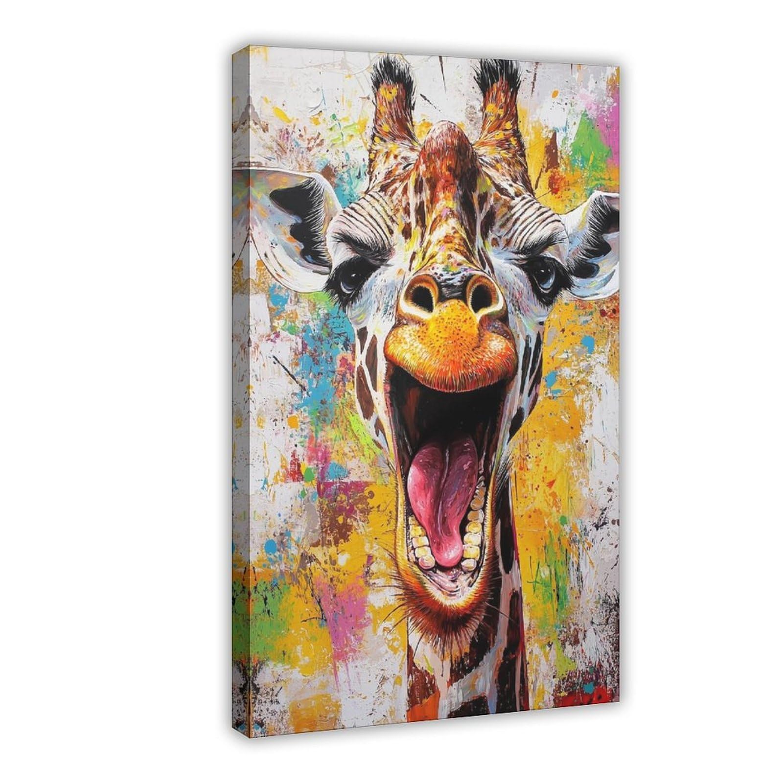 Bareronor Whimsical Giraffe Poster Canvas Poster Bedroom Decor Landscape Office Room Decor Gift 24" L X 36" W