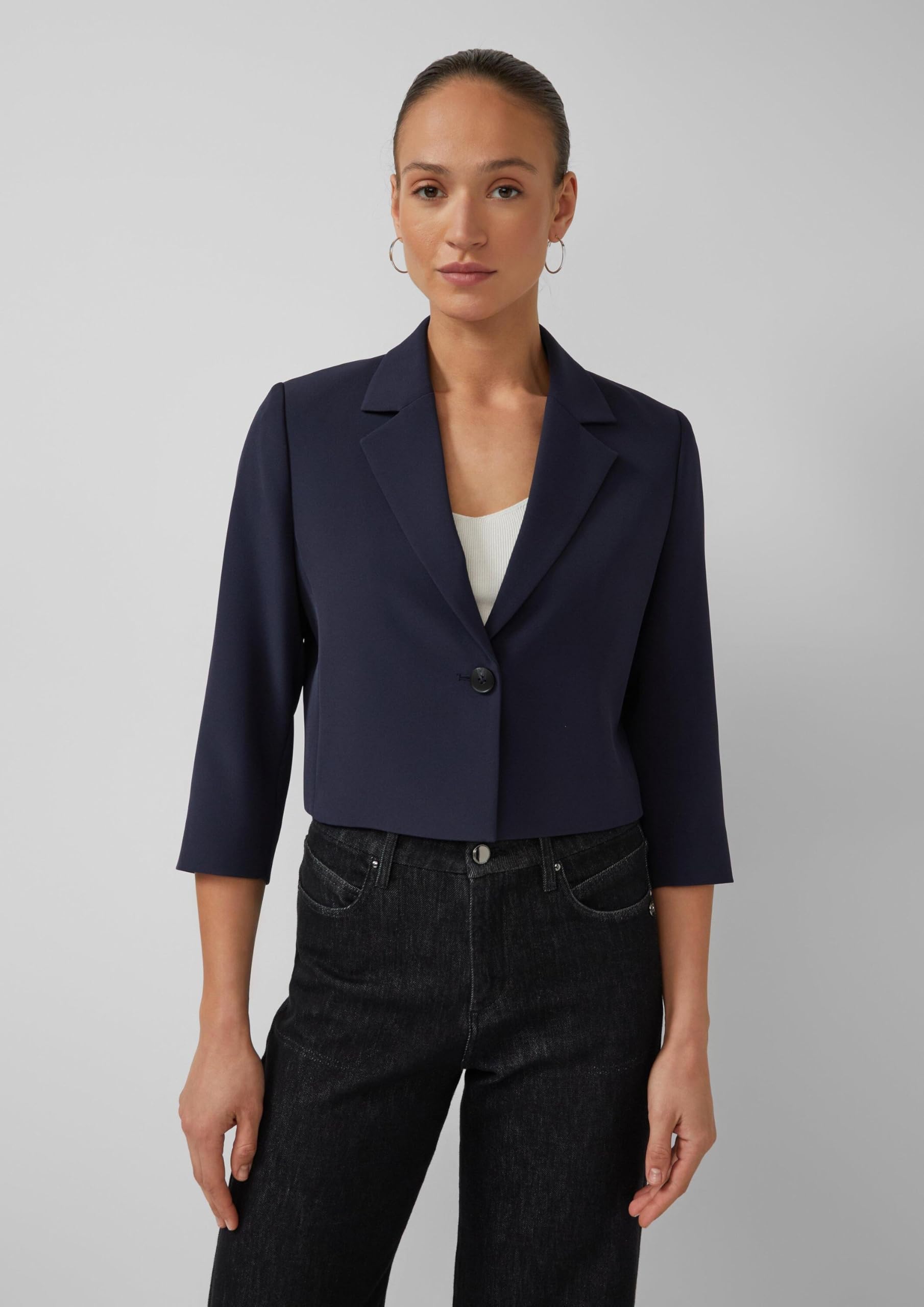 s.Oliver BLACK LABEL Damen 2179682 Cropped Blazer 3/4 Arm
