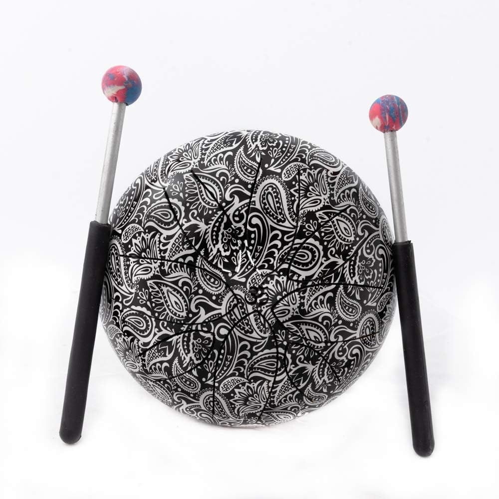 Satnam Happy Drums Steel Tongue Drum 8 Notes 8-Inch Handpan Percussion Instrument with Carrying Case Bag - Paisley Black