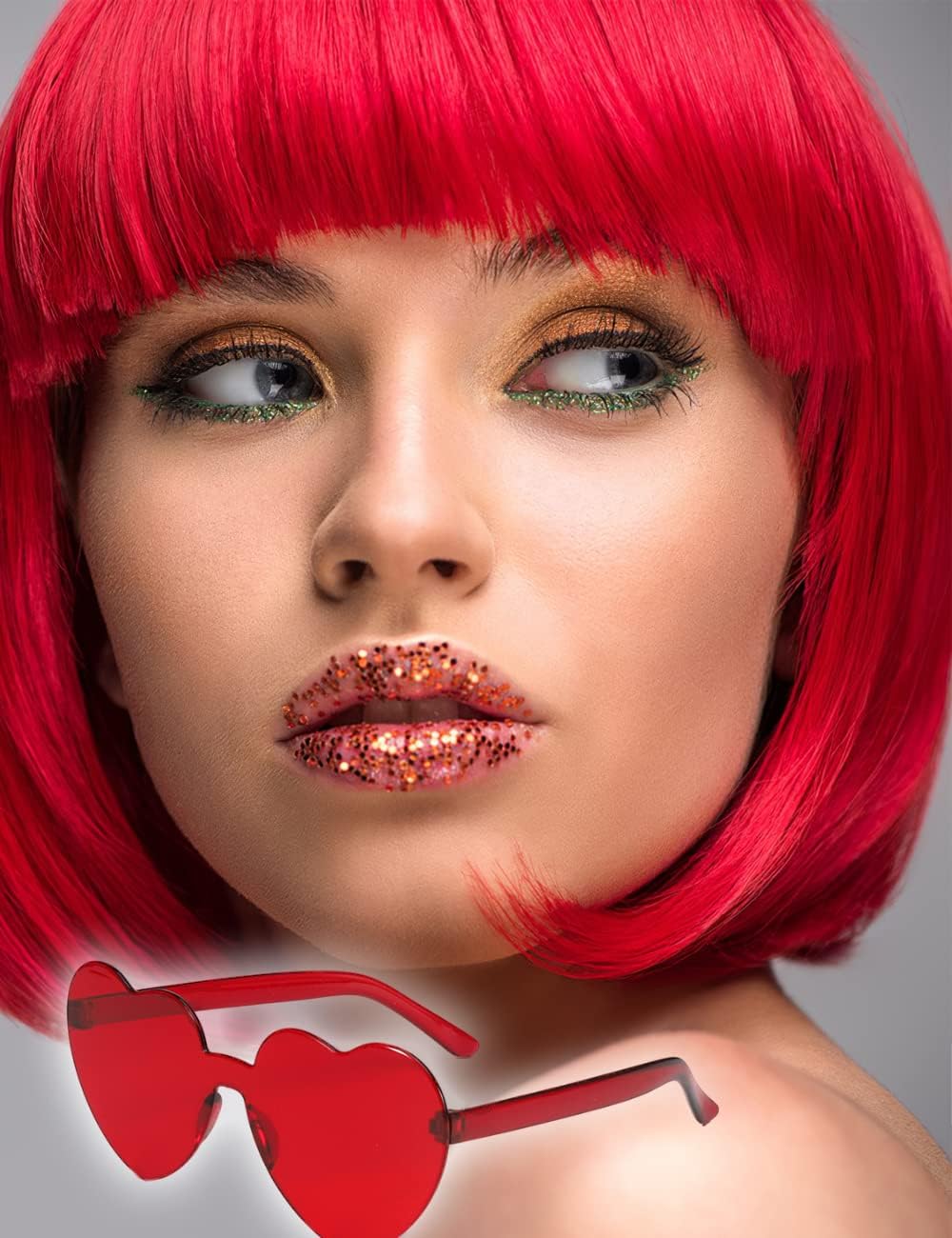 Creamily Short Bob Red Wig with Bangs, Colorful Wig for Halloween Daily Cosplay & Party Use - Image 4