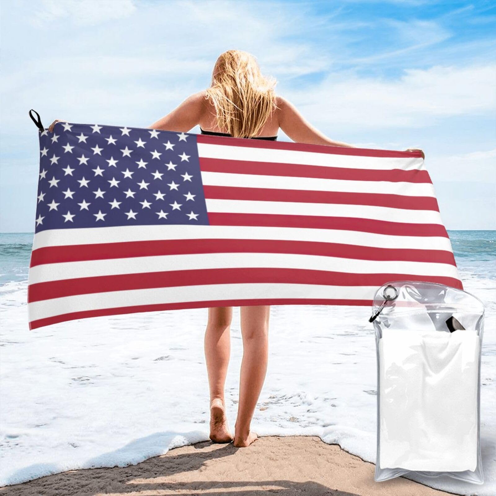 AYYQWE American Flag Print Lightweight Towel For Men Women Travel Beach Camping Hiking Yoga Swimming Sports