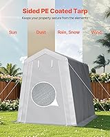Vista 3 de VEVOR Cobertizo Tienda de Almacenamiento Exterior Portátil Resistente de 6 x 8 x 7 pies, Refugio de Cochera Garaje Impermeable con Puerta Enrollable