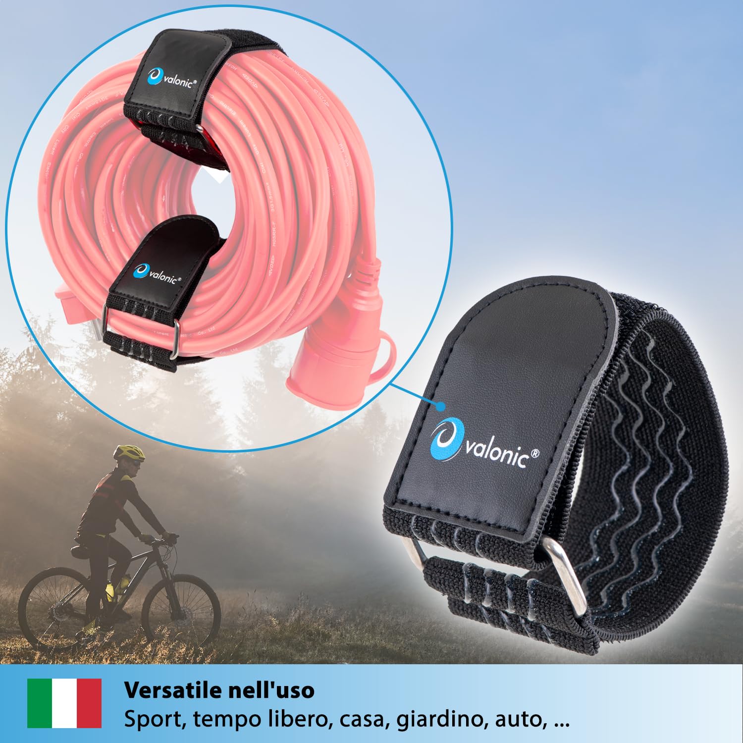 Valonic MANTIS - Cinghie Elastiche In Velcro, 4 Pezzi, 45cm, Ricambio Per Fascette, Cinghie Di Tensione Con Velcro, Cinghia In Velcro Larga Per