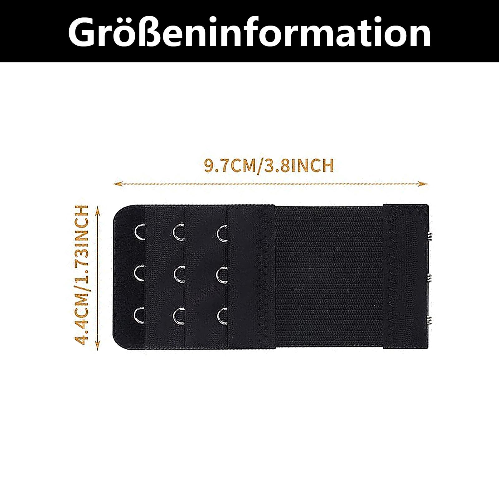 3 Stücke BH-Verlängerer, BH Erweiterung 3 Haken, BH Verschluss Verlängerung, BH Verlängerung, bequem und dehnbar, Set Geeignet Gewichtszunahme-Schwangerschaft-Stillzeit(Schwarz)